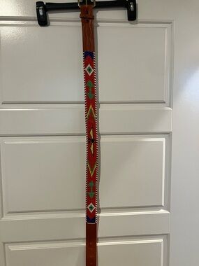 Handcrafted Red Beaded  hand loom bead work belt